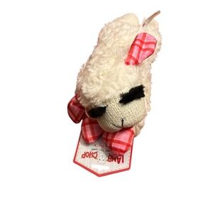 Dog toy Limited edition Lamb Chop Valentine's Plush by Multipet Plaid pink & red